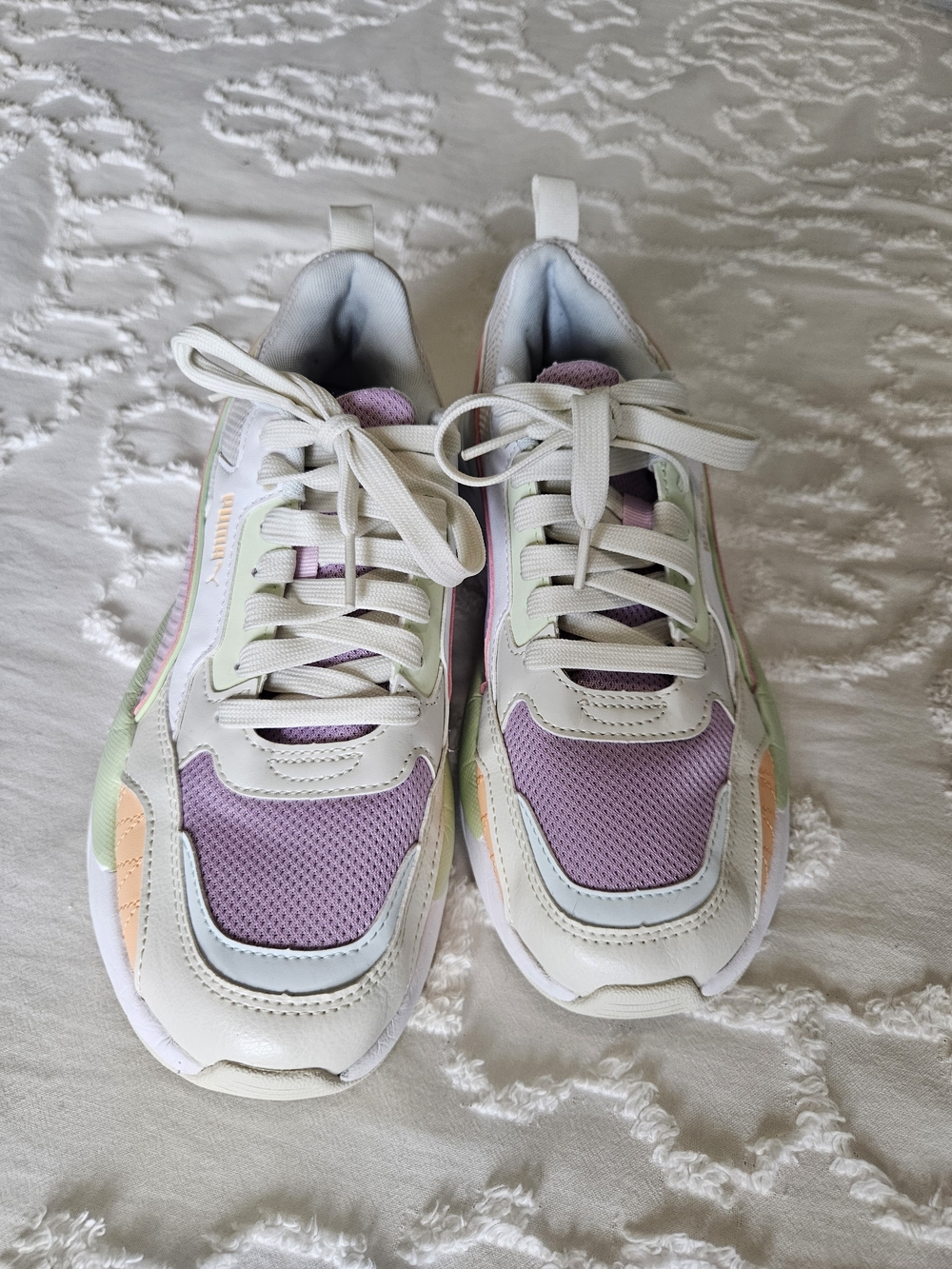 PUMA Women’s 8.5 Pastel Colorblock Chunky Sneakers Lavender Mint Peach - Picture 2 of 8